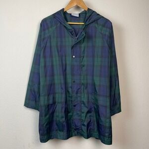 Country Road Australia Windbreaker Mens‎ Small Green Navy Plaid Hooded Jacket S